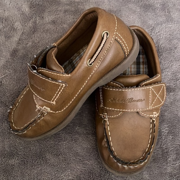 Eddie Bauer Boys Velcro Brown Dress Shoes/Loafers Toddler size 9 - Picture 4 of 8